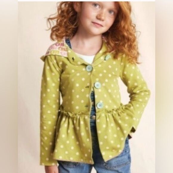 Matilda Jane Green and White Willow Dot Hoodie Jacket, size 8 - Picture 8 of 8
